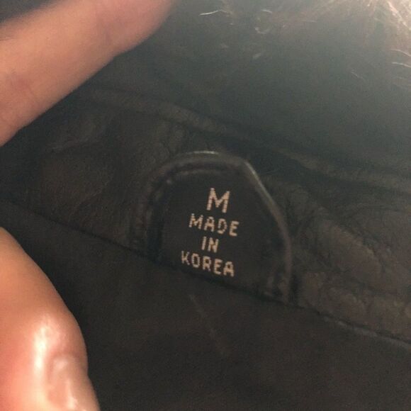 Classy Black Fox Fur Collared Leather Jacket Coat - Picture 4 of 10